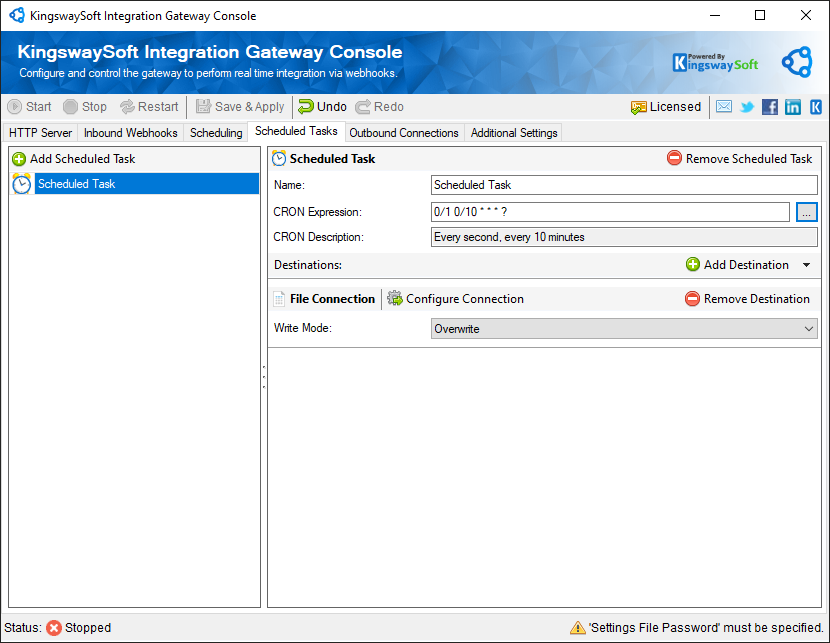 KingswaySoft Integration Gateway Console - Scheduled Tasks.png